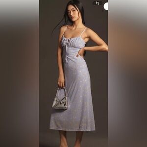 Anthropologie size L Floral Slip Dress with Spaghetti Straps in lilac